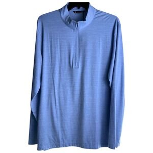 Travis Mathew 2XL Heater Quarter Zip‎ Heather Blue Stripe Pullover NWT